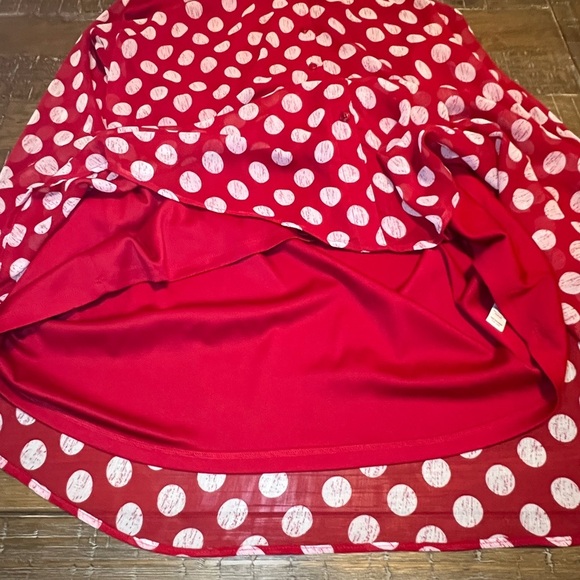 Red Polka Dot Button-Up Dress w Pockets - Picture 12 of 14